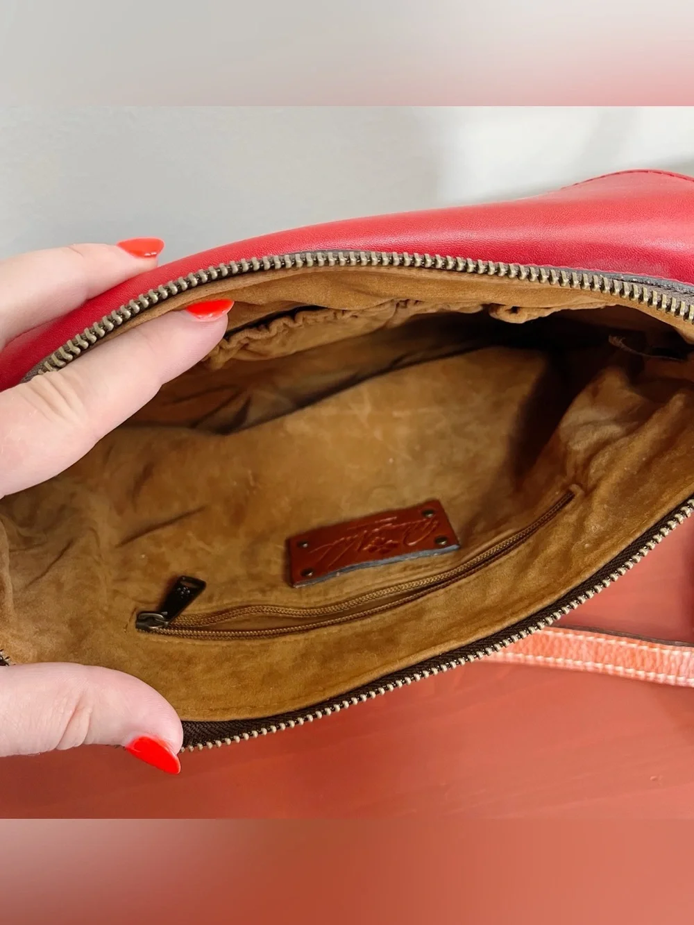 Patricia Nash NWT Avellino Oil Rubbed Leather Crossbody Purse Poppy Red